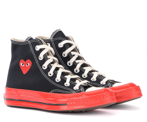 CDG PLAY X CONVERSE RED SOLE BLACK LOW TOP SNEAKERS – The Modern Shop