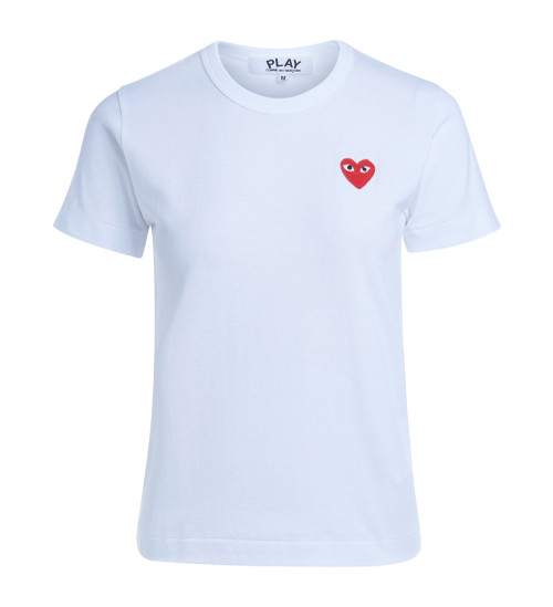 Camiseta Comme des Garçons Play en algodón blanco corazón rojo