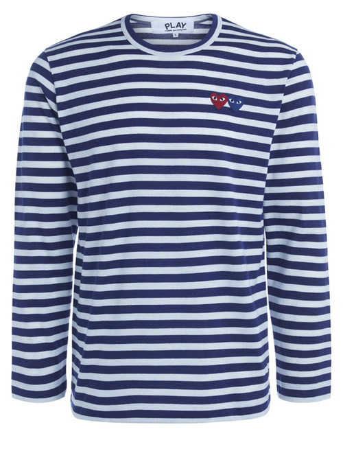 Long Sleeve T-Shirt Comme Des Garçons Play striped with double heart