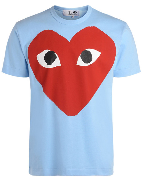 T-shirt Comme des Garçons Play azzurro con cuore rosso