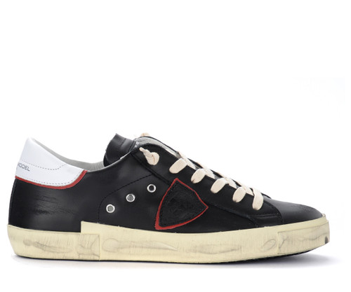 スニーカー Philippe Model Leather Sneakers With Suede Accents Sneaker Philippe Model Paris X in black and red leather | H