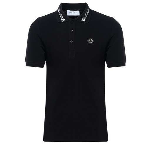 Polo Philipp Plein black cotton polo shirt with logo