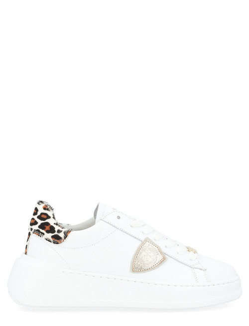 Sneaker Philippe Model Temple Low bianca con dettagli animalier