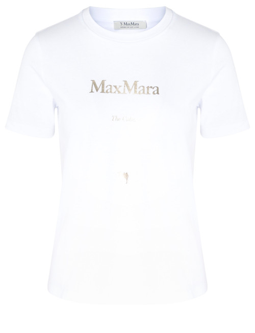 T-Shirt 'S Max Mara in jersey bianco con logo