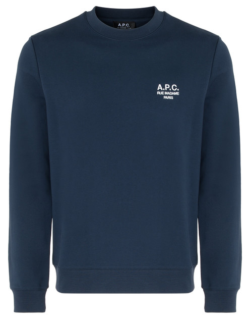 Felpa A.P.C. in cotone organico blu con logo