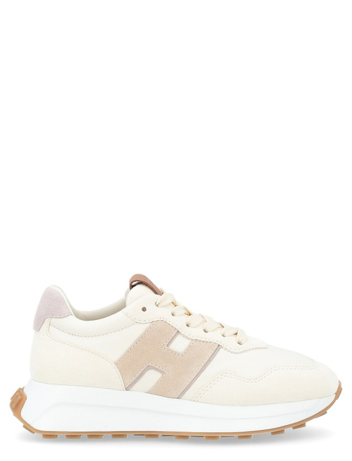 Sneakers Hogan H641 in ivory-colored leather with pink details