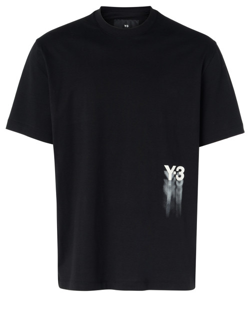 Camiseta Y-3 negro con logotipo gráfico blanco