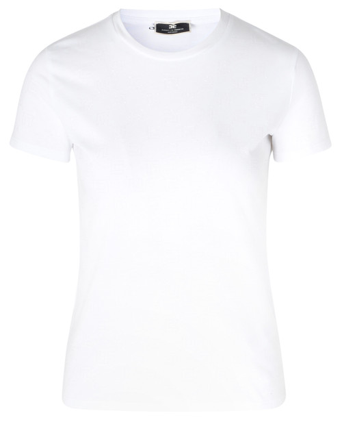 T-shirt Elisabetta Franchi blanc avec logo en strass
