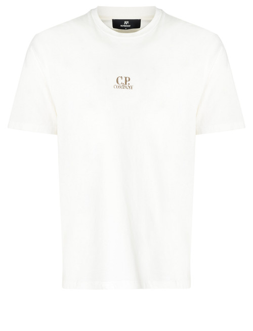 T-shirt C.P. Company bianca con stampa Three Cards