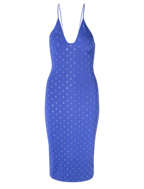 Vestido Elisabetta Franchi con letras azules de strass