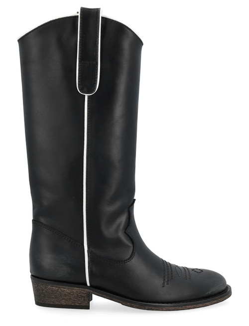 Via Roma 15 draped leather mid-calf boots - Black