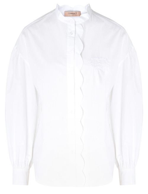 Camisa Twinset abullonada en algodón blanco