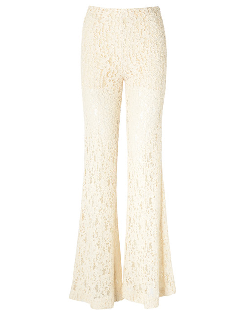 Pantalone flare Twinset in pizzo macramè avorio