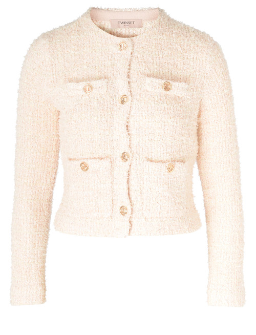 Giacca Twinset in maglia bouclé rosa