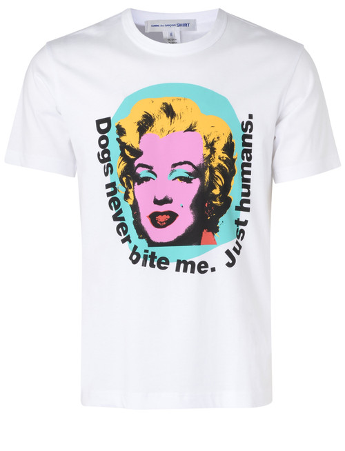 T-Shirt Comme Des Garçons Shirt Marylin Monroe in cotone bianco