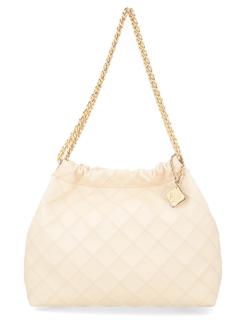 Shoulder bag Tory Burch Fleming in cream leather