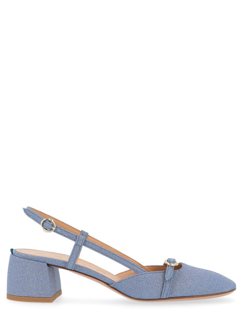 A.Bocca Slingback AB2712 aus Stoff und blauem Glitzer