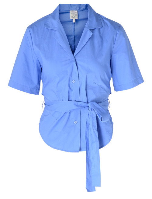 Camicia Baum und Pferdgarten in cotone blu