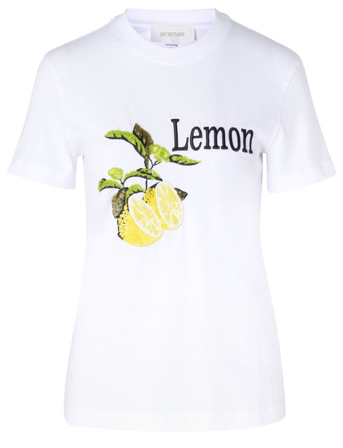 T-Shirt Sportmax bianca con stampa limoni