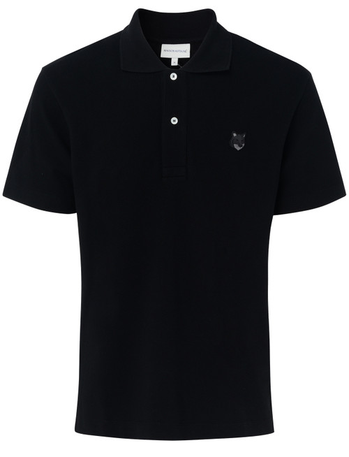 Maison Kituné Bold Fox Head schwarzes Poloshirt