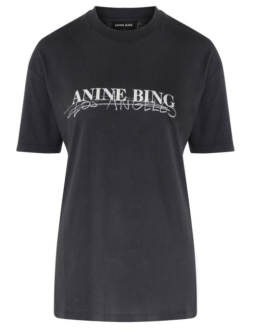 T-shirt Anine Bing Los Angeles in schwarzer Baumwolle