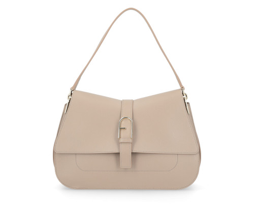 Hand bag Furla Flow L in greige leather