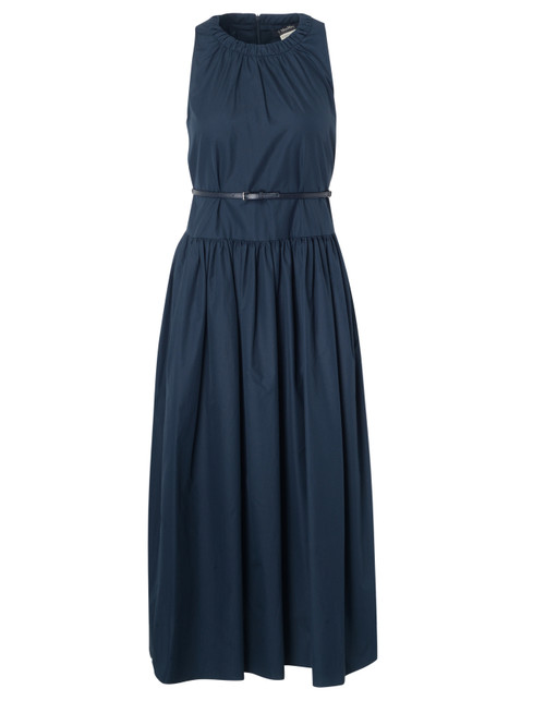 Max Mara S Blaues Popeline-Kleid mit Gürtel