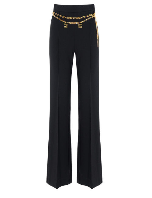 Elisabetta Franchi Pantalones palazzo negros con cinturón