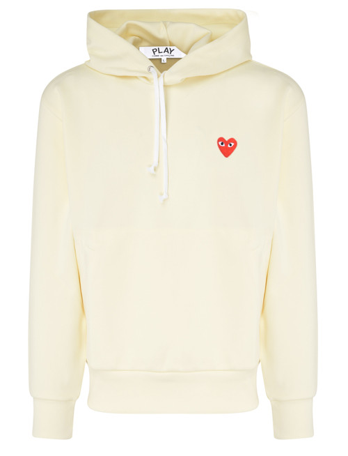 Comme Des Garçons PLAY ivory sweatshirt with a red heart | H-Brands