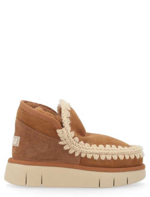 Mou Bounce Sneaker Ankle Boots in Brown Sheepskin