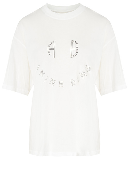 T-shirt Anine Bing Kent Smile in cotton ivory color