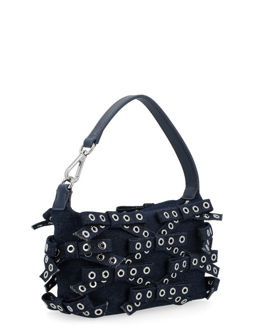 Ganni Pouch Bow Bag Small in Black Denim | H-Brands