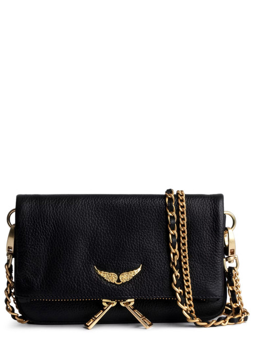 Pochette Zadig&Voltaire Rock Mini in pelle color nera e oro 