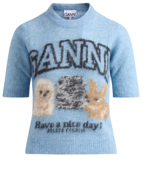 Jersey Ganni Puppies de lana azul Jersey Ganni Puppies de lana azul