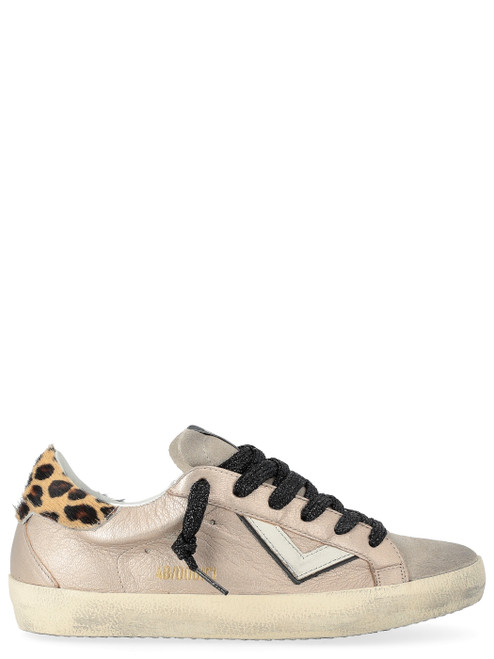 Zapatilla 4B12 Suprime en piel laminada oro rosa