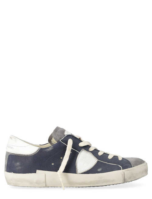m*5様 PHILIPPE MODEL PRLU WX14 USED加工 【新品 Philippe Model sneakers in blue, white, and gray leather | H-Brands
