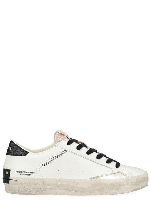 Zapatilla Crime London Distressed Ivory Shadow de piel blanca
