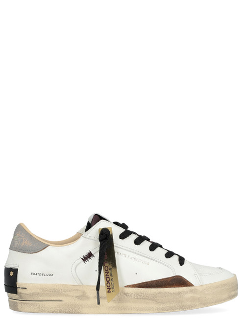 Zapatilla Crime London Sk8 Deluxe Oak Frog en piel blanca