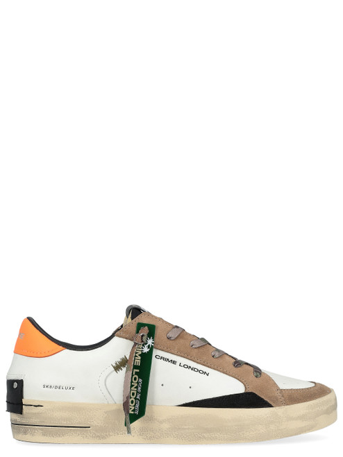 Zapatilla Crime London Sk8 Deluxe Burnt Camo en piel blanca