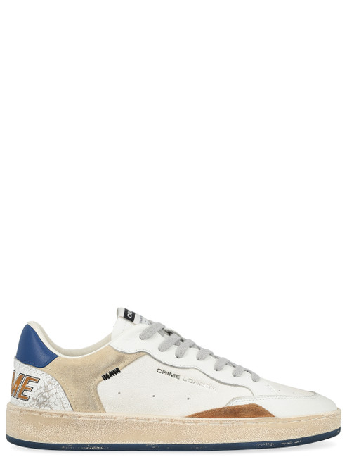 Zapatilla Crime London Chelsea Oxford Azul en piel blanca