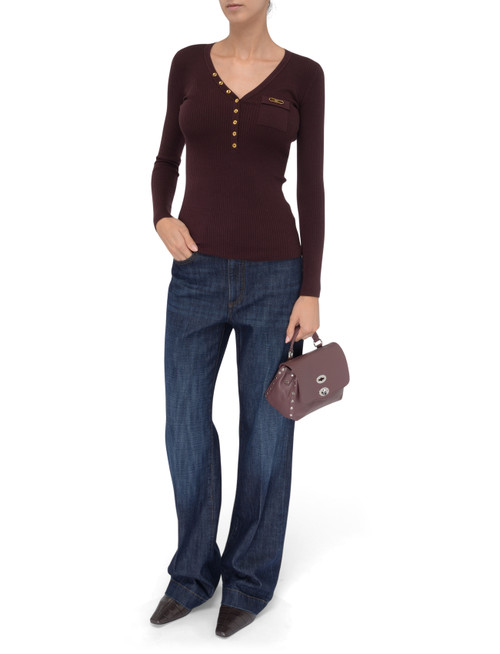 Elisabetta Franchi black ribbed sweater with pocket | H-Brands