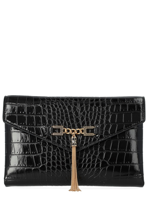 Borsa Elisabetta Franchi con stampa cocco nera Borsa Elisabetta Franchi con stampa cocco nera