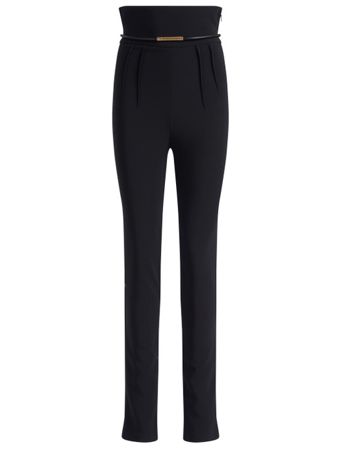 Pantalone Elisabetta Franchi in crêpe leggero con cintura nero Pantalone Elisabetta Franchi in crêpe leggero con cintura nero