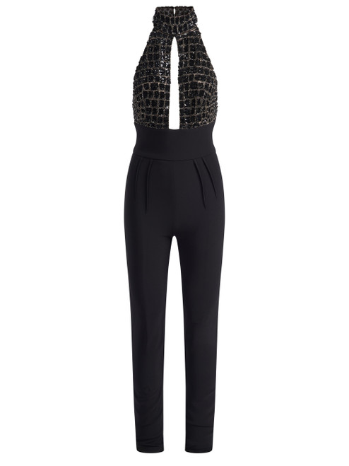 Tuta Elisabetta Franchi in tulle e crêpe nera Tuta Elisabetta Franchi in tulle e crêpe nera