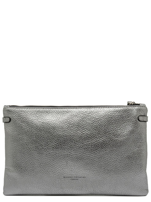 Gianni Chiarini Hermy bolso de mano de piel granulada plateada