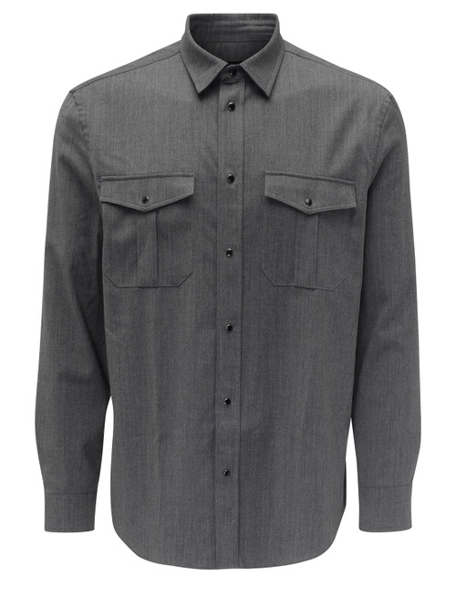 Camicia Dondup regular in gabardina misto lana grigia