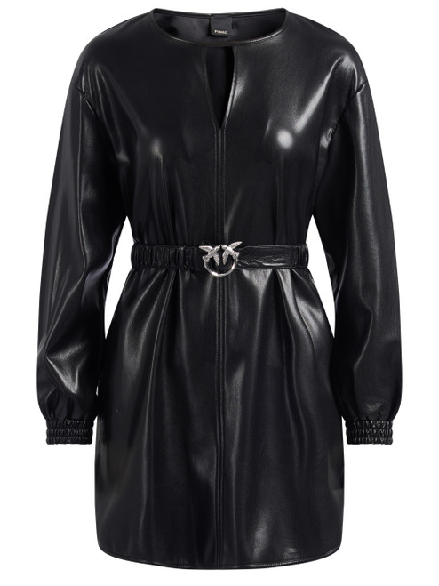 Pinko Sfumato vestido corto en tejido recubierto negro Pinko Sfumato vestido corto en tejido recubierto negro