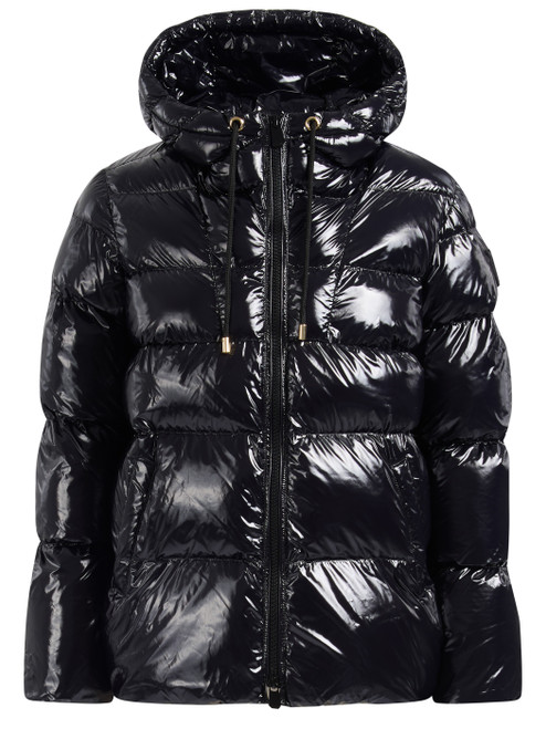 Chaqueta de plumas Pinko Eleodoro en nylon cristal negro Chaqueta de plumas Pinko Eleodoro en nylon cristal negro