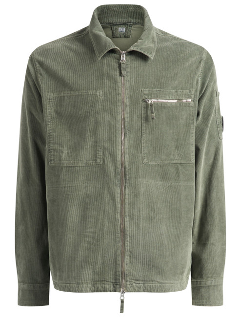 Giacca overshirt C.P. Company Lens Zipped in velluto verde Giacca overshirt C.P. Company Lens Zipped in velluto verde