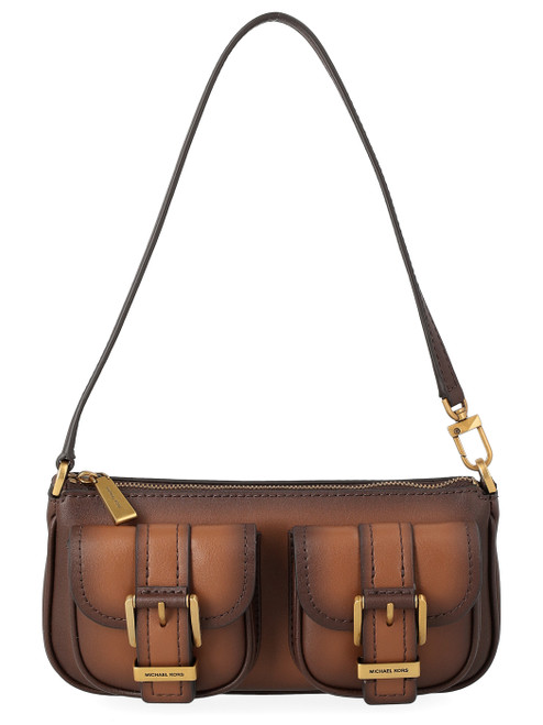 Borsa Michael Kors Zoe piccola in pelle brunita color cuoio Borsa Michael Kors Zoe piccola in pelle brunita color cuoio